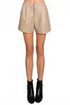 Allie Rose Soft Pleather High Waisted Shorts In Butterscotch In Brown