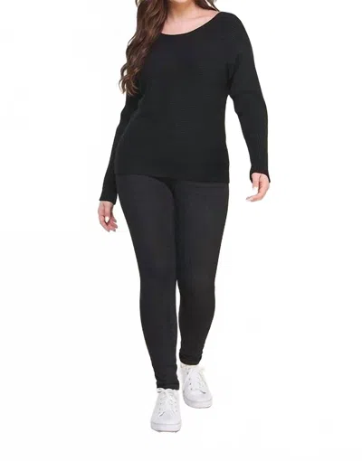 Allie Rose Soft Ribbed Fine Gauge Pullover In Black