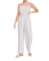 Allie Rose Striped Tie-back Jumpsuit In Navy/baby Blue In Gray