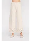 Allie Rose Suede Laser Cut Wide Leg Pants In Beige In Neutral