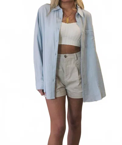 Allie Rose Sweet Escape Button Up Top In Blue