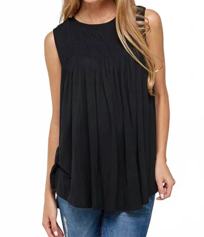 Allie Rose Sydney Smocked Top In Black