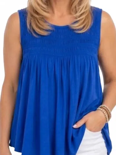 Allie Rose Sydney Smocked Top In Cobalt Blue