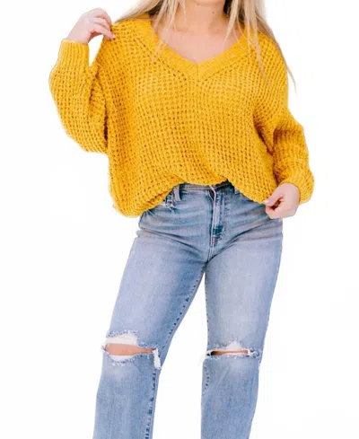 Allie Rose The Annie Cozy Up Slouchy Off Shoulder Sweater In Mustard In Yellow