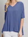 Allie Rose V-neck Blouse In Dk Denim In Multi