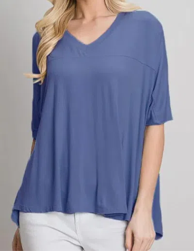 Allie Rose V-neck Blouse In Dk Denim In Purple