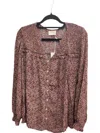 Allie Rose Women's Floral Smocked Top In Dusty Rose In Brown