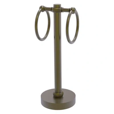 Allied Brass 2-ring Guest Countertop Towel Stand In Antique Brass
