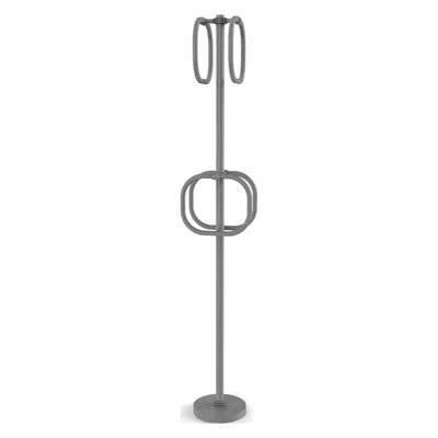 Allied Brass 4 Integrated Dotted Free Standing Towel Stand In Matte Gray
