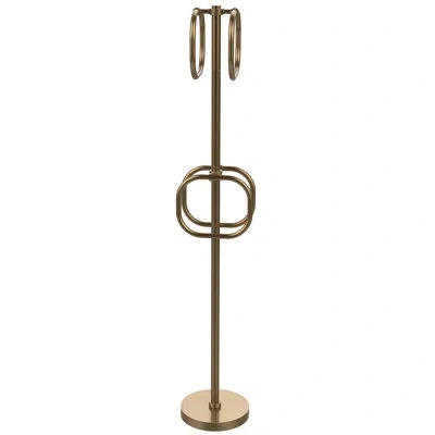 Allied Brass 4 Integrated Groovy Free Standing Towel Stand In Brushed Bronze