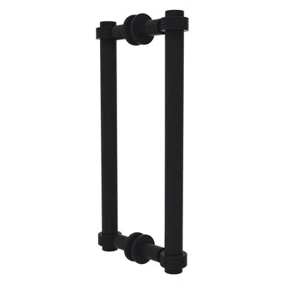 Allied Brass Contemporary 12" Back To Back Shower Door Pull With Grooved Accent In Matte Black