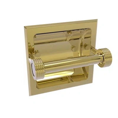 Allied Brass Continental Groovy Accents Recessed Toilet Paper Holder In Unlacquered Brass