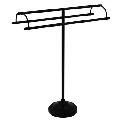 Allied Brass Double Arm Free Standing Towel Stand In Matte Black