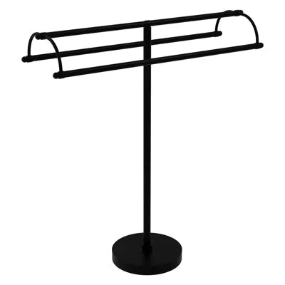 Allied Brass Double Arm Free Standing Towel Stand In Matte Black