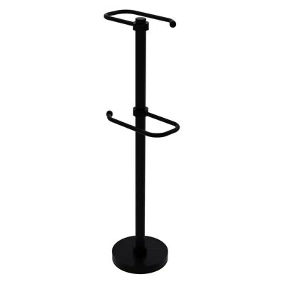 Allied Brass Free Standing 2 Roll Toilet Tissue Stand In Matte Black