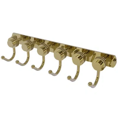 Allied Brass Mercury 6 Position Wall Mounted Hook Rack In Unlacquered Brass