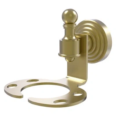 Allied Brass Retro Wave Toothbrush & Tumbler Holder In Satin Brass