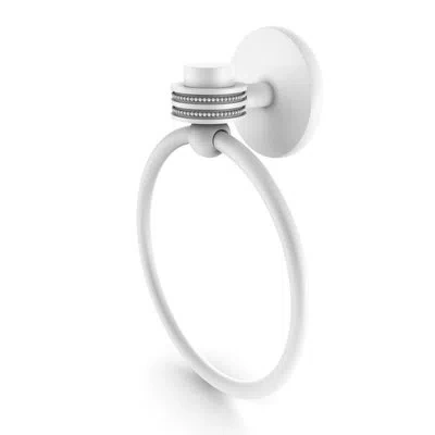 Allied Brass Satellite Orbit One Wall Mounted Towel Ring With Dotted Detail In Matte White