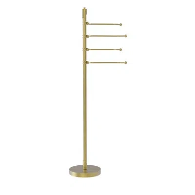 Allied Brass Soho 4 Swing Arm Free Standing Towel Stand In Satin Brass