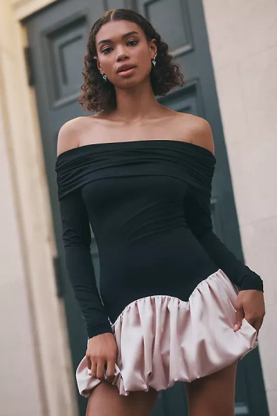 Allina Liu Kai Off-shoulder Bubble Mini Dress In Black