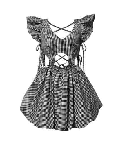Allina Liu Women's Iris Mini Dress In Black Gingham In Multi