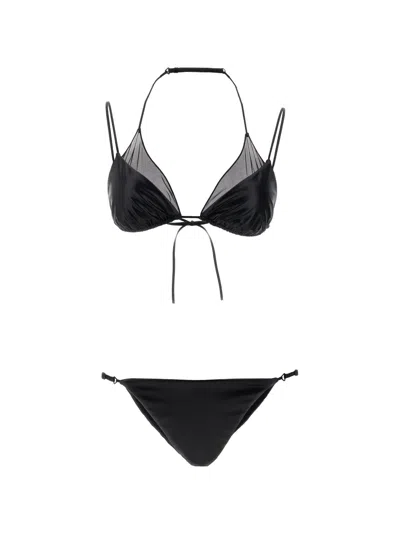 Allis Beachwear Ella Tulle Triangle Bikini In Black