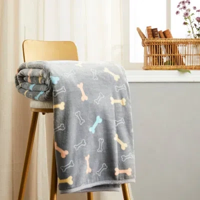 Allisandro Extra Softness Microplush Fleece Polyester Blanket In Gray Bone