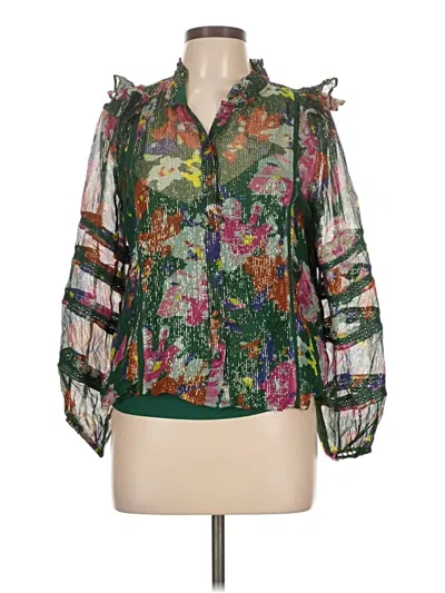 Pre-owned Allison 3/4 Sleeve Blouse In Green