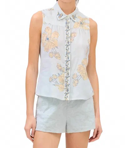 Allison Addison Tank Top In Pale Blue Floral