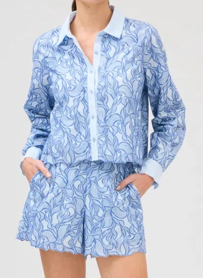 Allison Ainsley Embroiders Shorts In Blue Steel