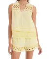 Allison Avery V Neck Split Tank Top In Butter Yellow In Yellow