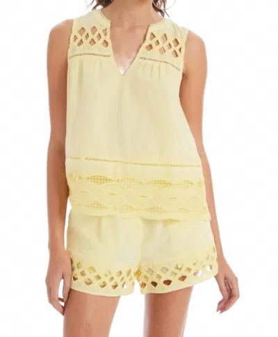 Allison Avery V Neck Split Tank Top In Butter Yellow