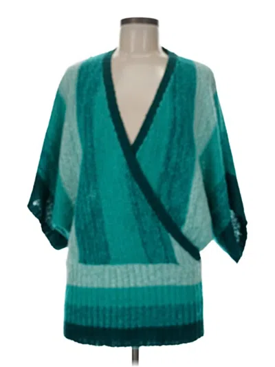 Pre-owned Allison Brittney Poncho In Blue