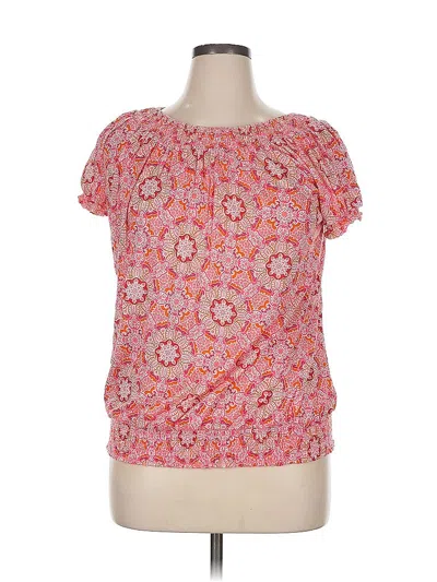Pre-owned Allison Brittney Short Sleeve Blouse In Pink