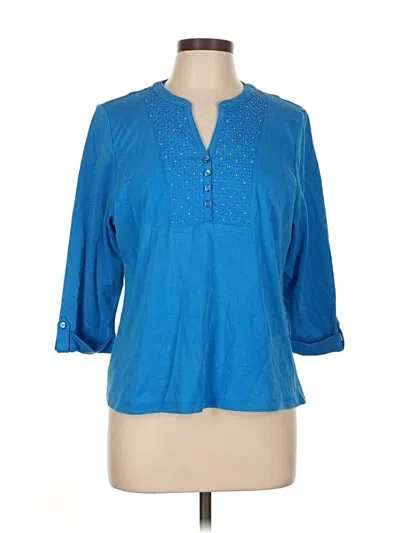 Pre-owned Allison Daley 3/4 Sleeve Blouse In Blue