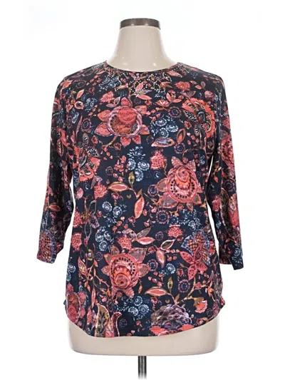 Pre-owned Allison Daley 3/4 Sleeve Blouse In Blue