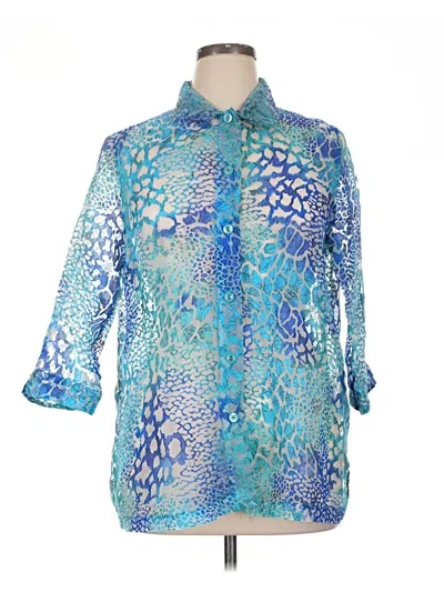 Pre-owned Allison Daley 3/4 Sleeve Blouse In Blue