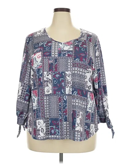 Pre-owned Allison Daley 3/4 Sleeve Blouse In Blue