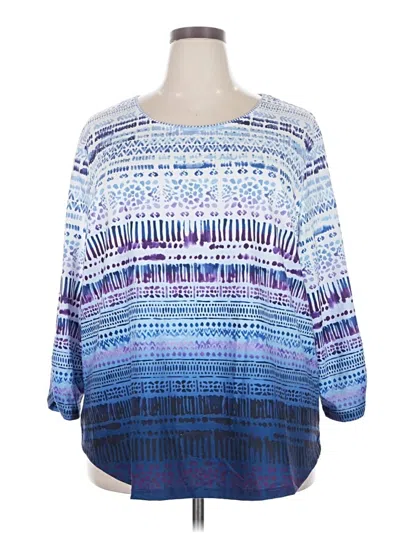 Pre-owned Allison Daley 3/4 Sleeve Blouse In Blue