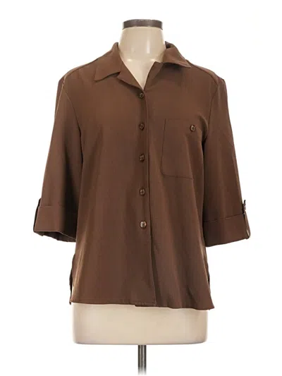 Pre-owned Allison Daley 3/4 Sleeve Blouse In Brown
