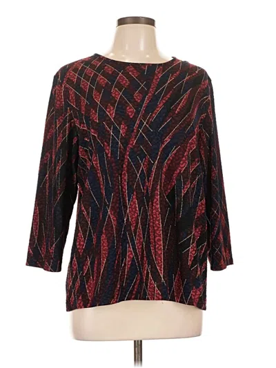 Pre-owned Allison Daley 3/4 Sleeve Blouse In Burgundy
