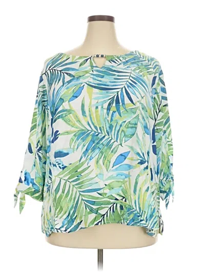 Pre-owned Allison Daley 3/4 Sleeve Blouse In Green