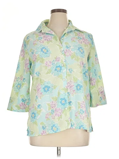 Pre-owned Allison Daley 3/4 Sleeve Blouse In Green