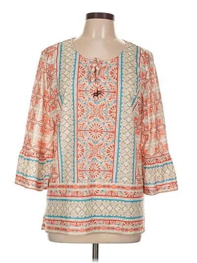 Pre-owned Allison Daley 3/4 Sleeve Blouse In Orange