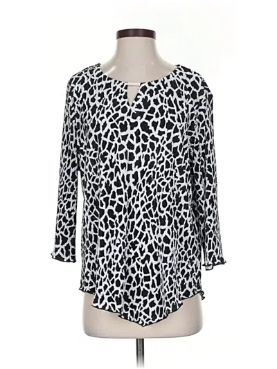 Pre-owned Allison Daley 3/4 Sleeve Blouse In Silver