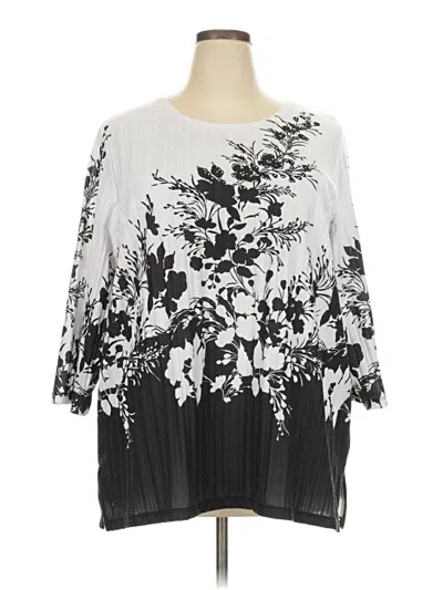 Pre-owned Allison Daley 3/4 Sleeve Blouse In Silver
