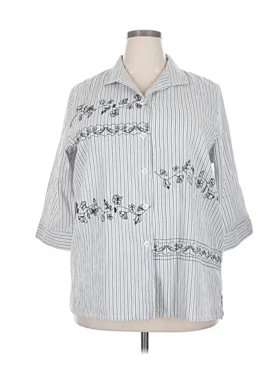 Pre-owned Allison Daley 3/4 Sleeve Blouse In Silver