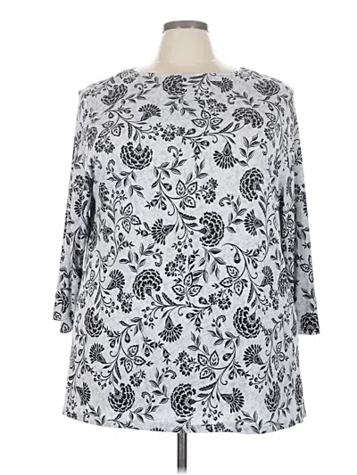 Pre-owned Allison Daley 3/4 Sleeve Blouse In Silver
