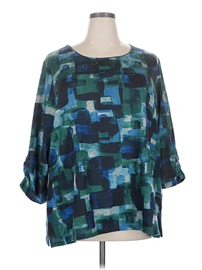 Pre-owned Allison Daley 3/4 Sleeve Blouse In Teal