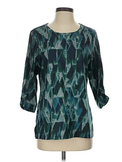 Pre-owned Allison Daley 3/4 Sleeve Blouse In Teal